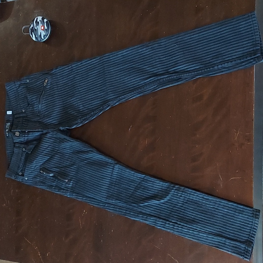 Rude Black And Grey Stripped Skinny Jeans